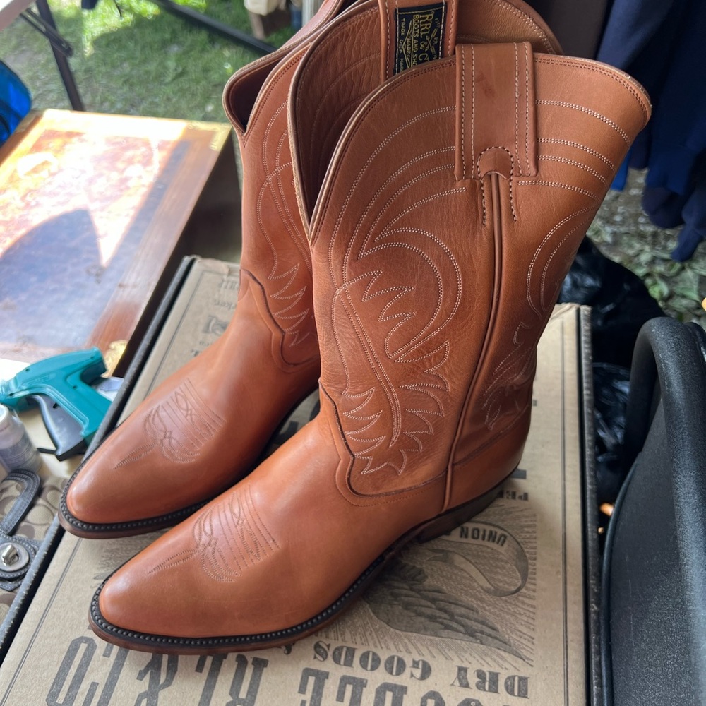 Ralph Lauren Double RL Tan Cowboy Boots with Western Stitching